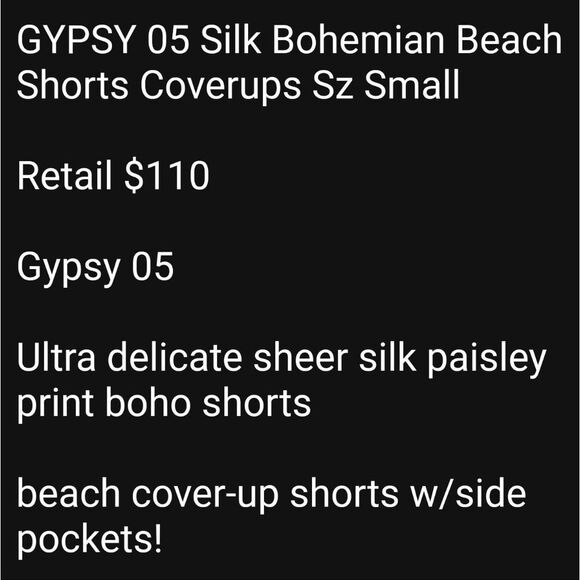 Gypsy 05 Shorts 100% Silk Beach Coverup Anthropologie Pink/Rose - Picture 12 of 13